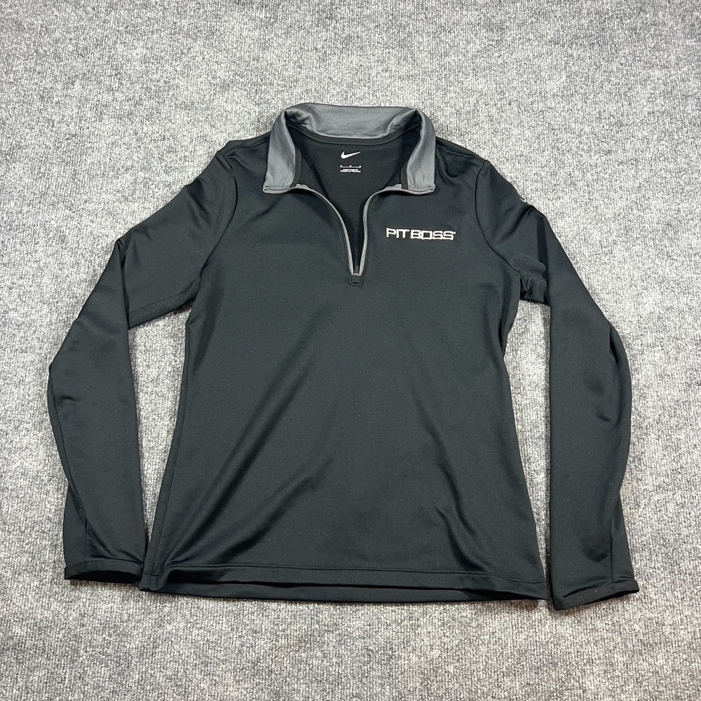 Nike Dri Fit 1/2 Zip Top Womens Medium Black Stretch Athleisure Golf Performance